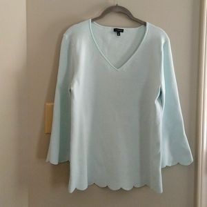 Like New Talbots 3/4 length sleeve Sweater Size Large Pale Mint Green